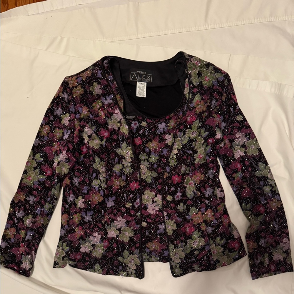 Alex Evenings Women's Sparkling Multicolor Floral jacket set